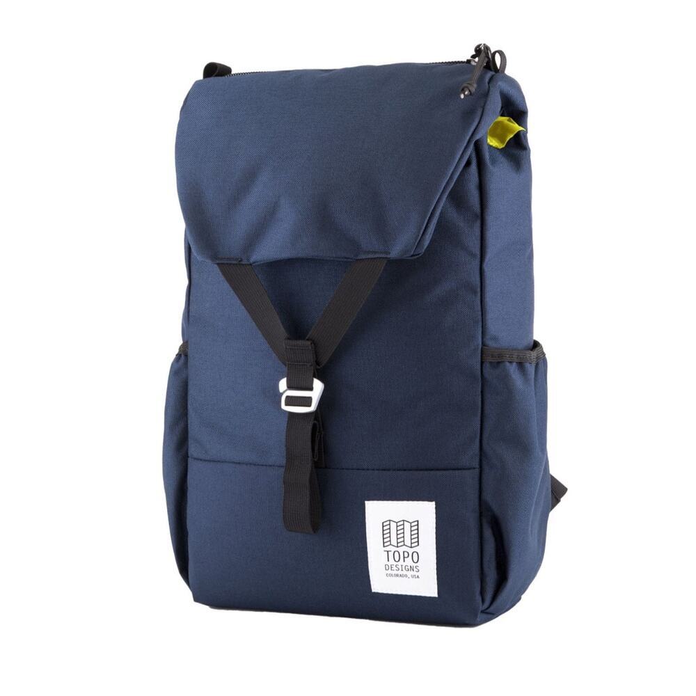 Topo Designs Y Pack 15" Laptop Backpack Book Bag Navy Blue Flap Drawstring NEW